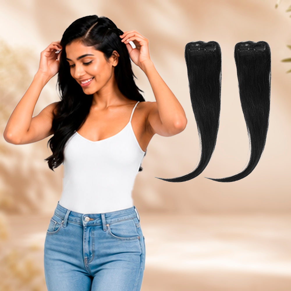 2 Clip Invisible Side Patch Hair Extension (Pack Of 2)