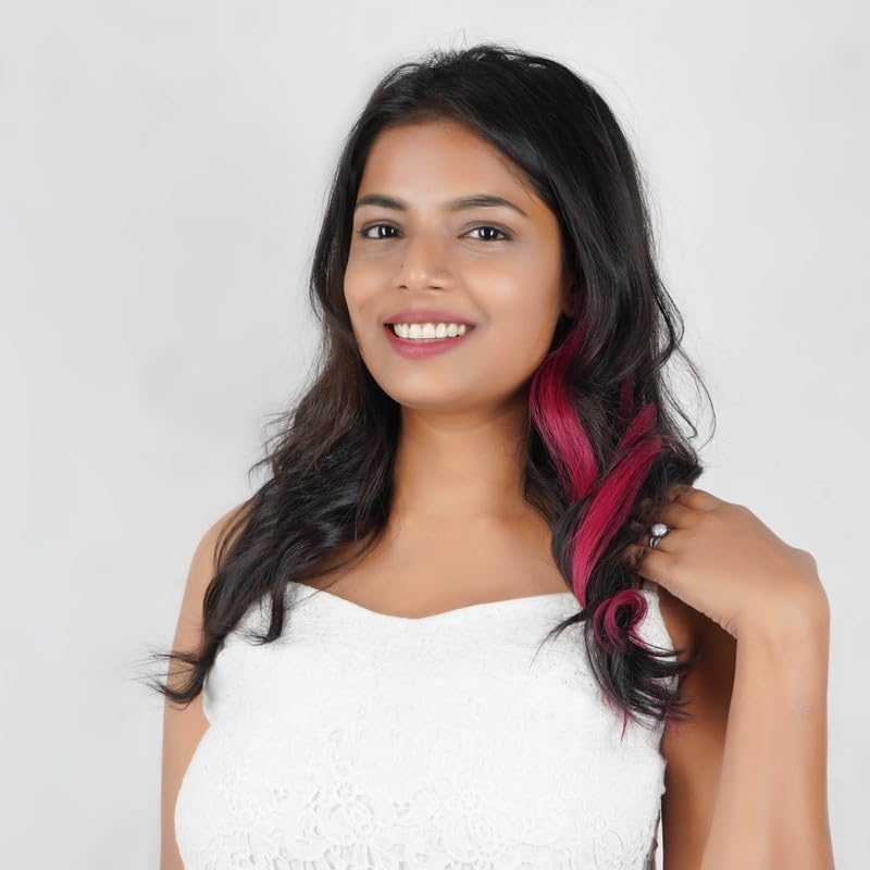 Dark Pink Coloured Funky Highlights