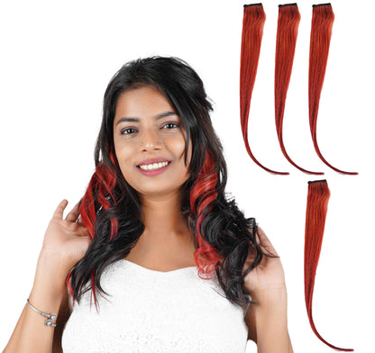 Burgundy Red Coloured Funky Highlights