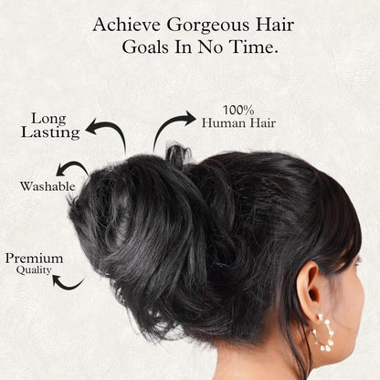 Women Human Hair Messy Bun