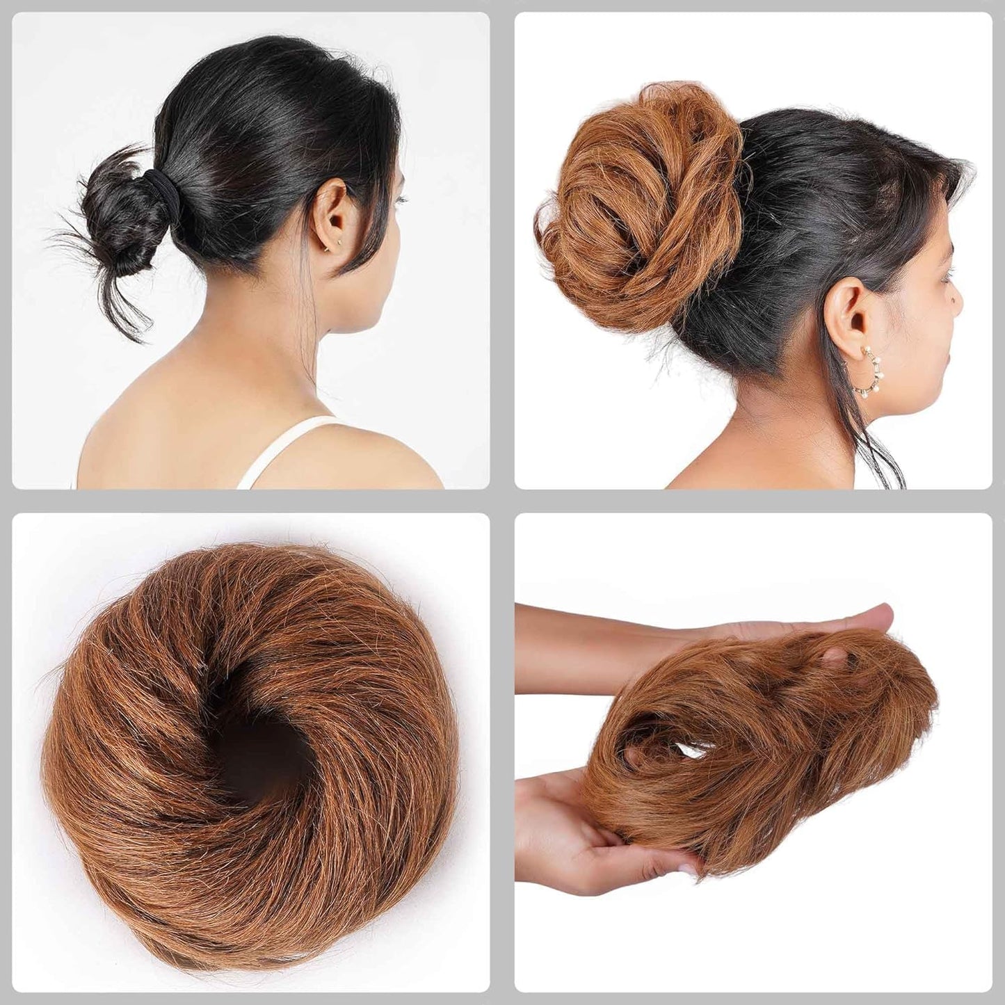 Women Human Hair Messy Bun