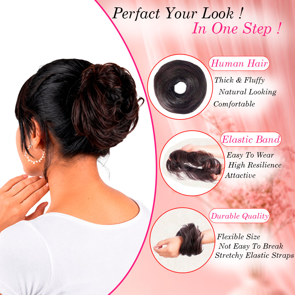 Women Human Hair Messy Bun