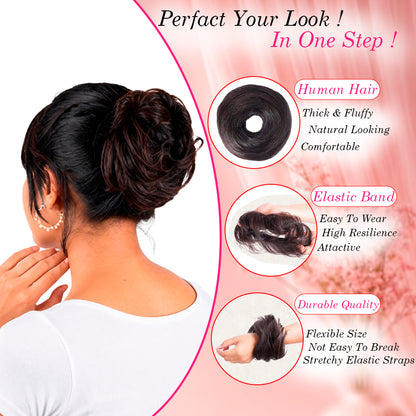 Women Human Hair Messy Bun