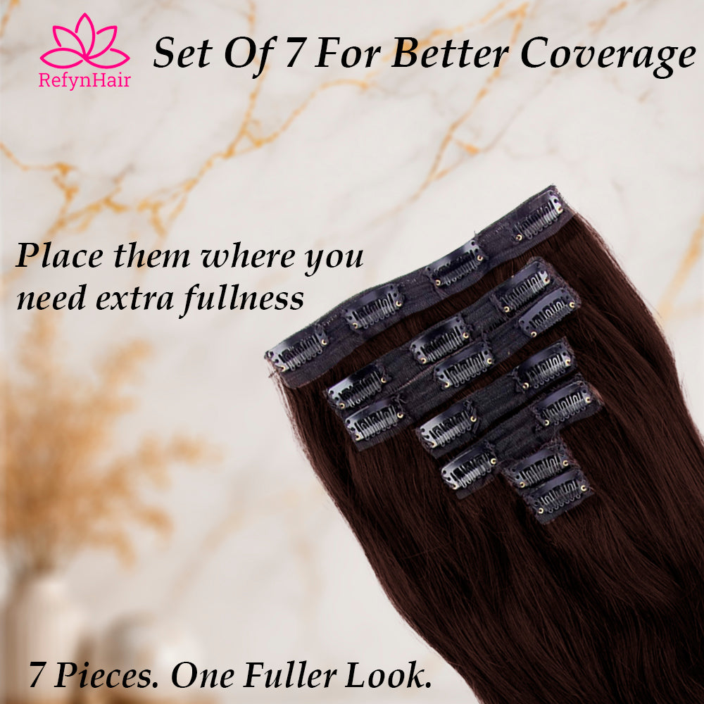 Set of 7 Clip In Hair Extension-4 Clip (1pc), 3 Clip (2pc), 2 Clip (2pc), 1 Clip (2pc)