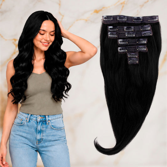 Set of 7 Clip In Hair Extension-4 Clip (1pc), 3 Clip (2pc), 2 Clip (2pc), 1 Clip (2pc)