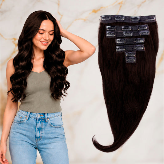 Set of 7 Clip In Hair Extension-4 Clip (1pc), 3 Clip (2pc), 2 Clip (2pc), 1 Clip (2pc)