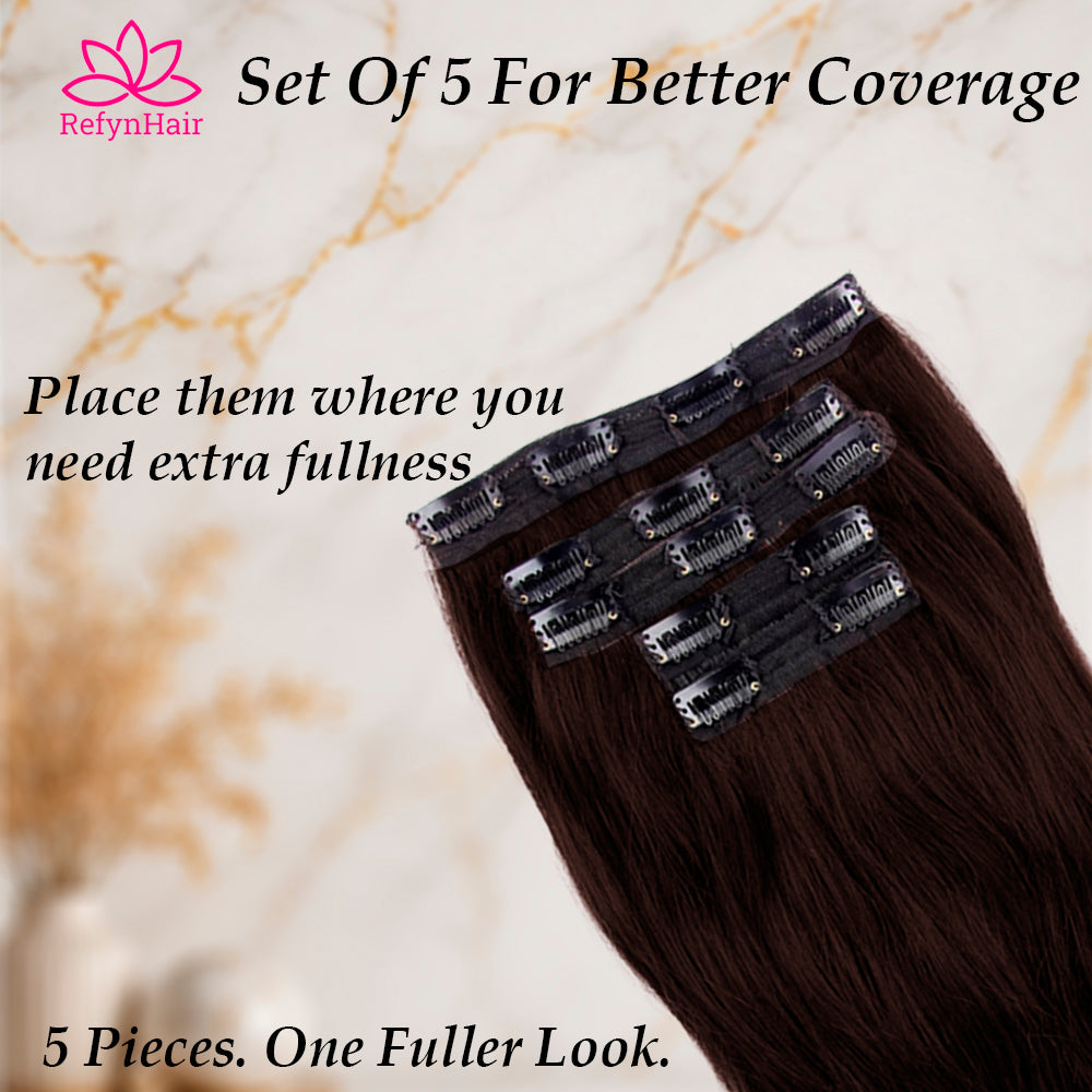 Set of 5 Clip In Hair Extension-4 Clip (1pc), 3 Clip (2pc), 2 Clip (2pc)
