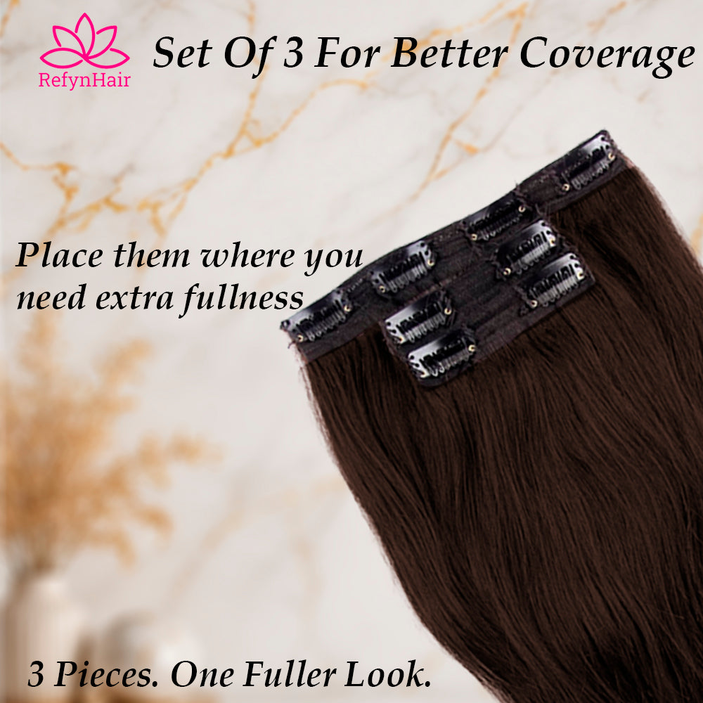 Set of 3 Clip In Hair Extension-4 Clip (1pc), 2 Clip (2pc)